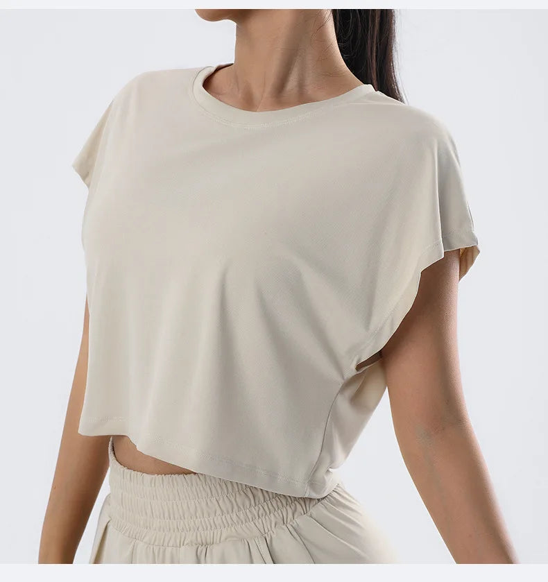 No. 6 Loungewear Top, Crop Top, Short Sleeve, Soft Essential, Boxy Boyfriend Hem