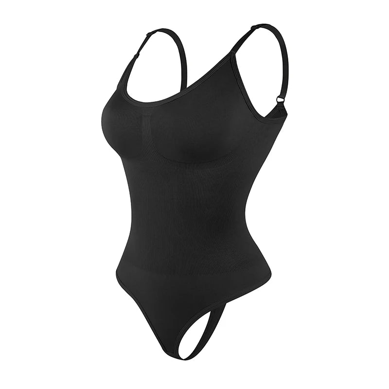 No. 7 Shape Wear, Smoothing Full Bodysuit, Thong Panty, No Bra Compression, Adjustable Straps