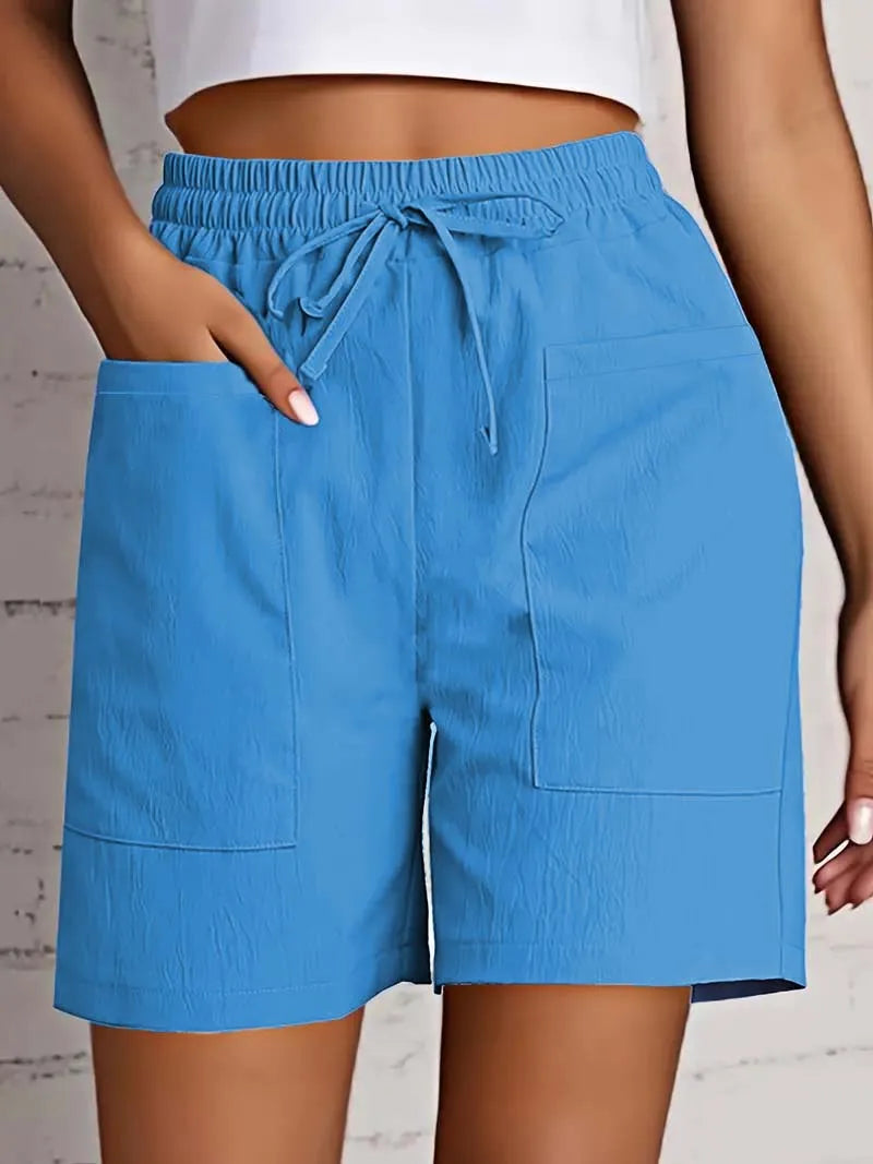 No. 2 Shorts, High-Waist, Mid-Thigh, Loose Fit, Front Flat Pockets With Draw String, Casual