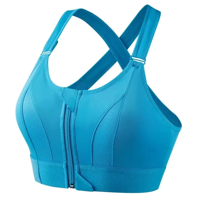 No. 8 Sports Bra, Front Zipper, Shockproof, Adjustable, High Impact Strap, Extended Sizes Available