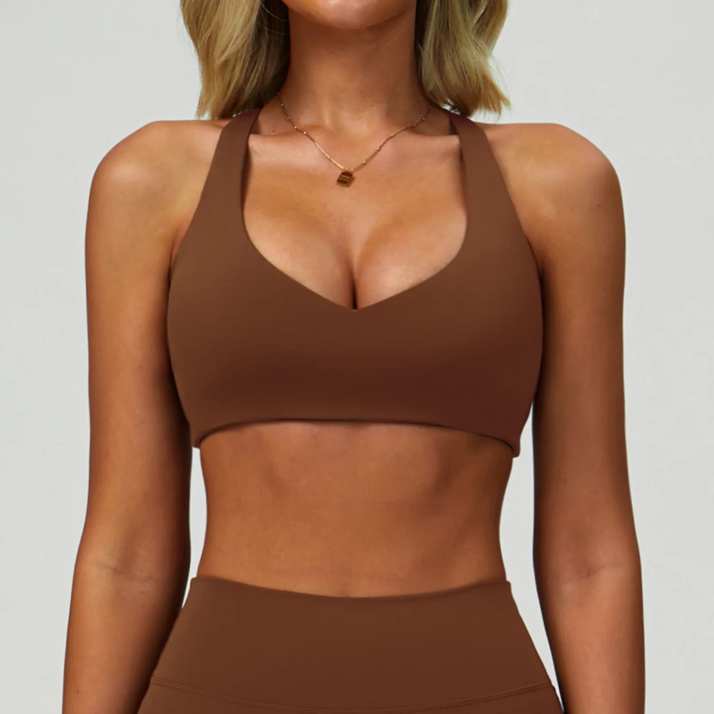 No. 6 Sports Bra, Classic Fit, Racerback, V- Neck, Dry Fit, High Compression, Shock Absorption