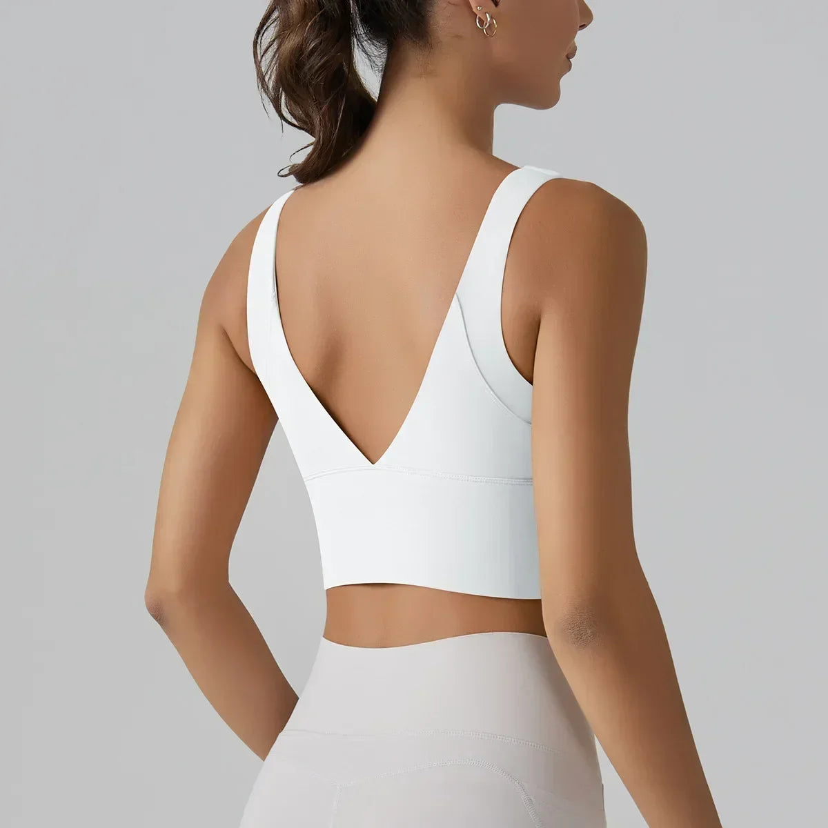 No. 4 Tank Top, Seamless, Compressive, Plunge V Back, Cropped, Running, Training