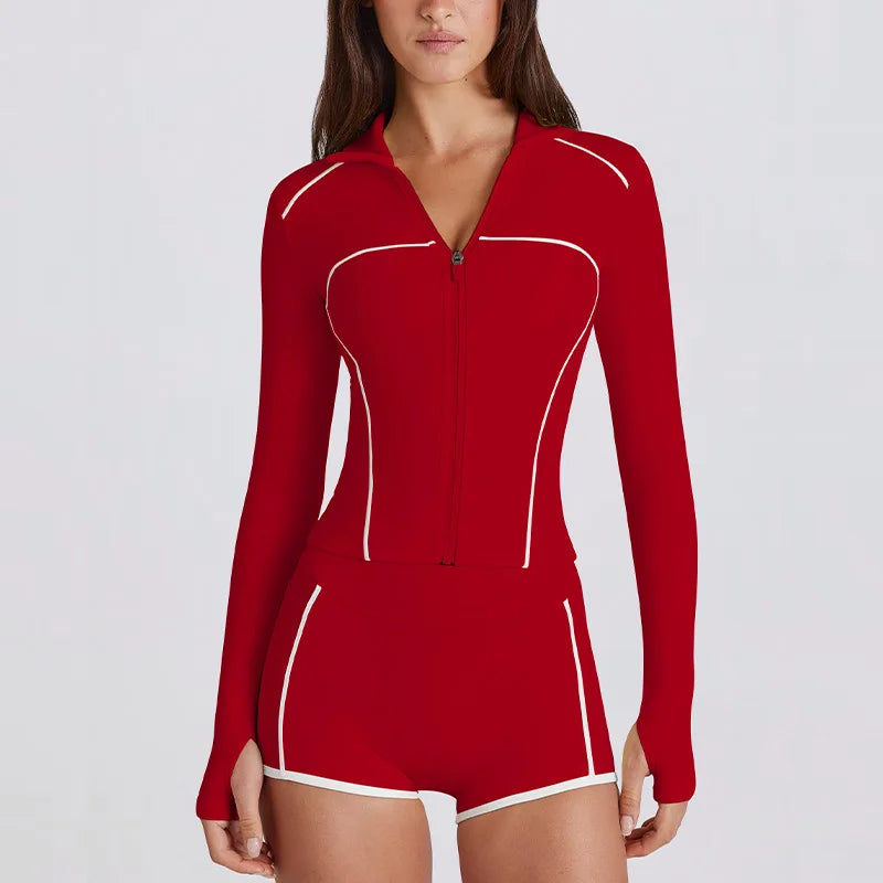 No. 5 Matching Set, 2PC Line Up Long Sleeve Micro Short Set