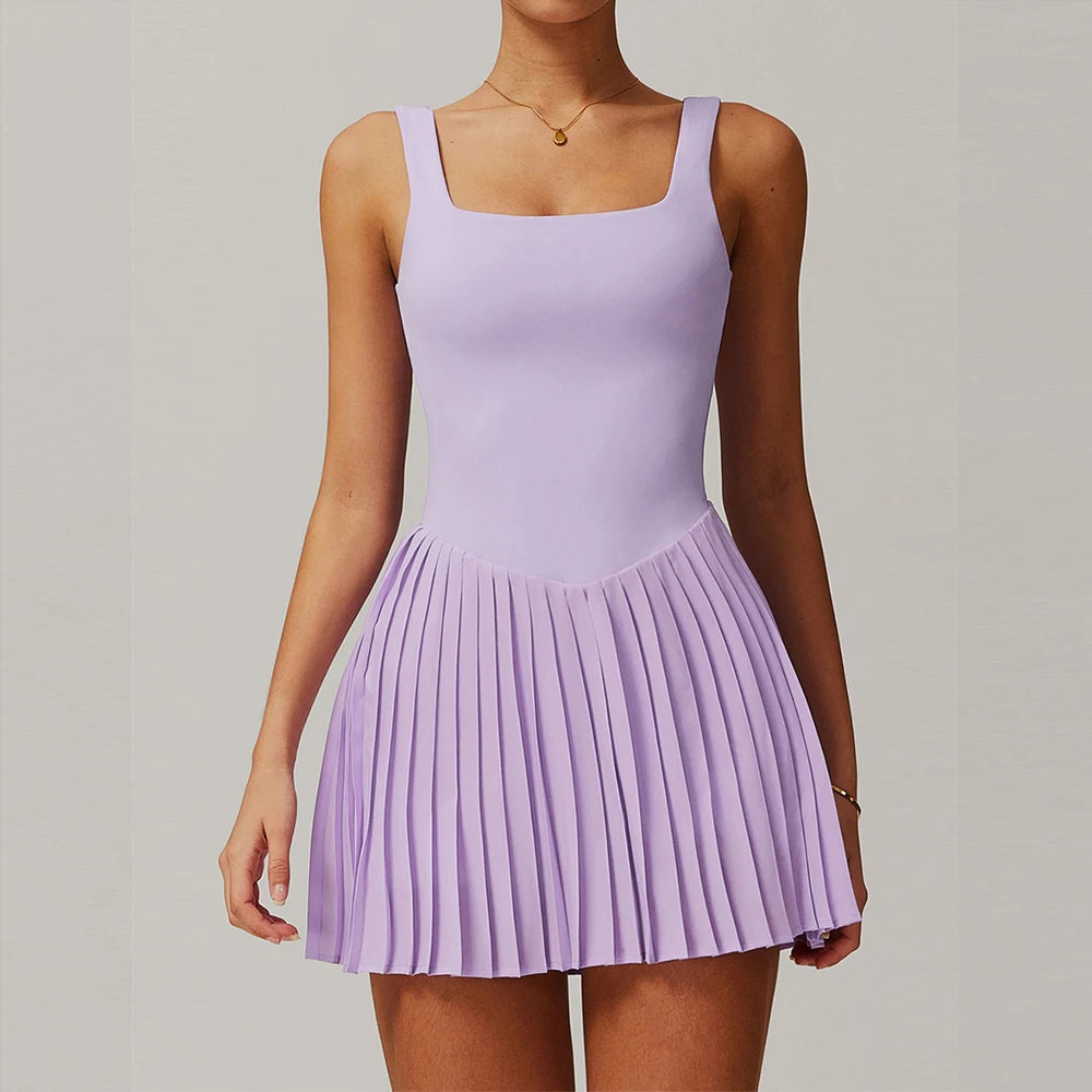 No. 1 Dress, Second Skin Tennis Dress, Pleated, Back Cutout, Under Shorts W/Pockets