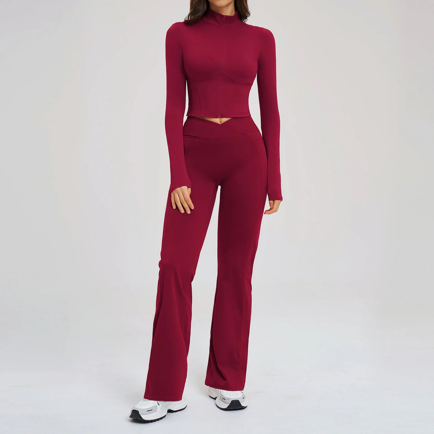 No. 8 Jacket, 2PC, Cropped, Corset, Jacket With Crossover, High-Waist Flared Legging