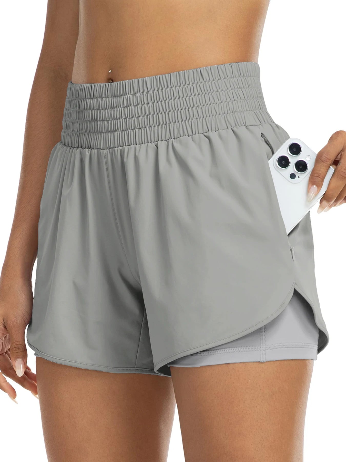 No. 1 Short, Breezy Runner, High-Waisted, Athletic, Layered Design With Under Shorts