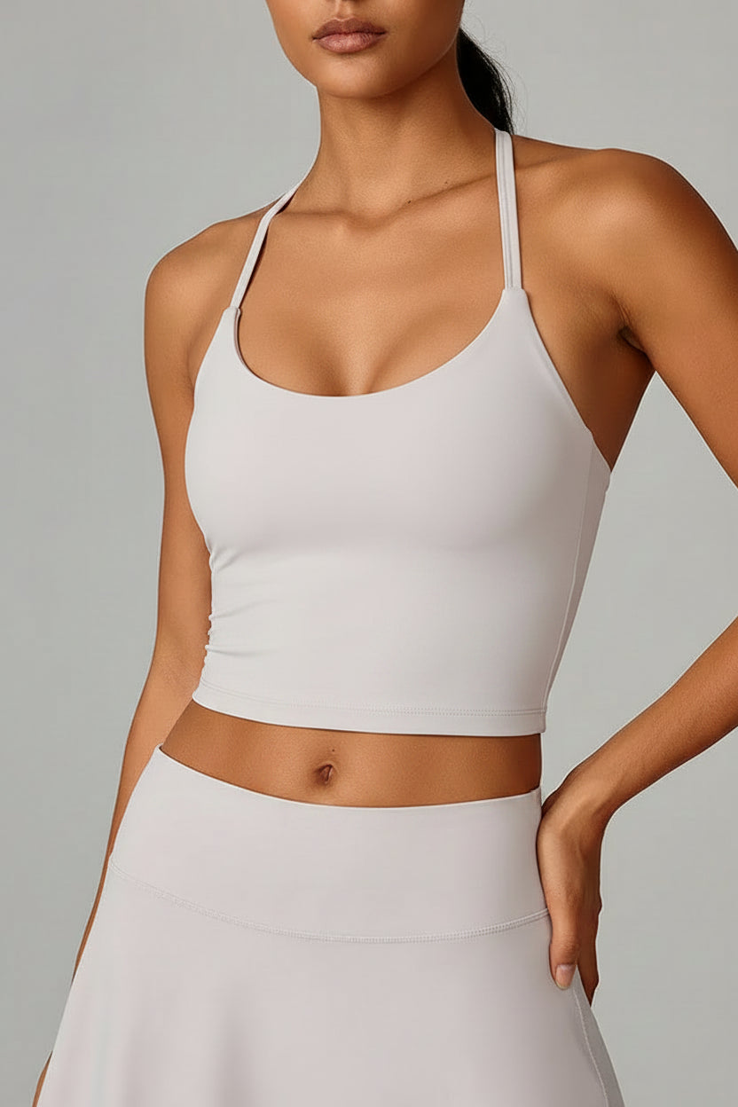 No. 7 Tank Top, Halter Cut, Thin Strap Racerback, Butter Feel, Seamless, Waist Length