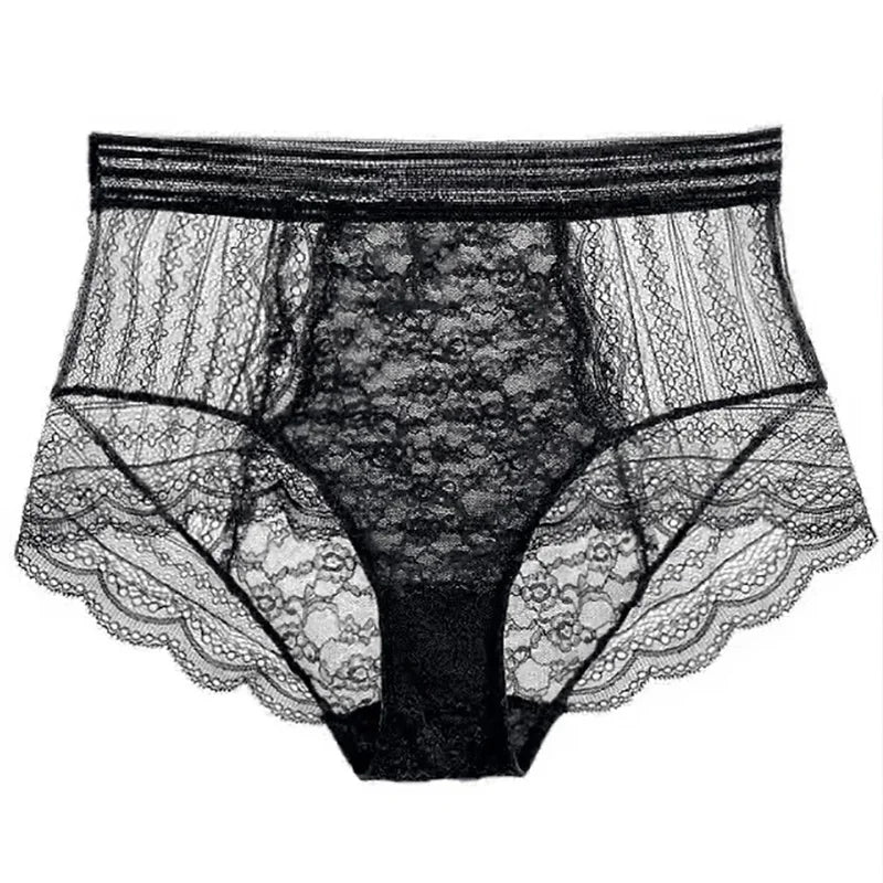 No. 6 Lingerie Panty, French Lace, Sheer, Full Coverage, High-Waist, Brief