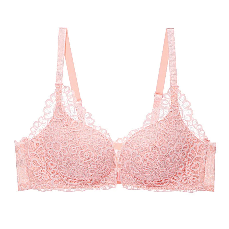 No. 3 Lingerie Bra, Deep Plunge, French Lace Cups, Push-Up, Front Closure