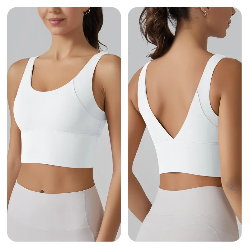 No. 4 Tank Top, Seamless, Compressive, Plunge V Back, Cropped, Running, Training