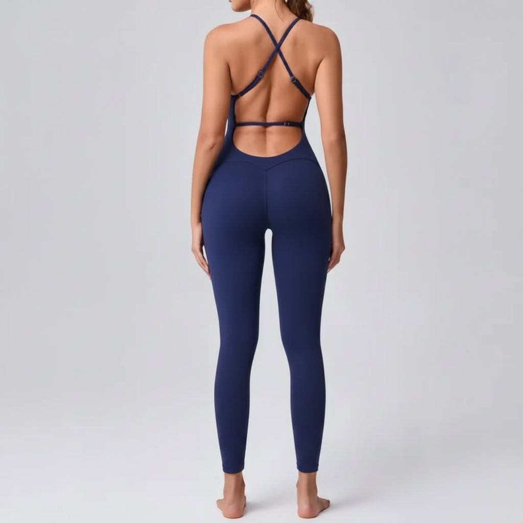 No. 4 Bodysuit, Scoop Back With Criss Cross Straps, Seamless, Full Length Legging