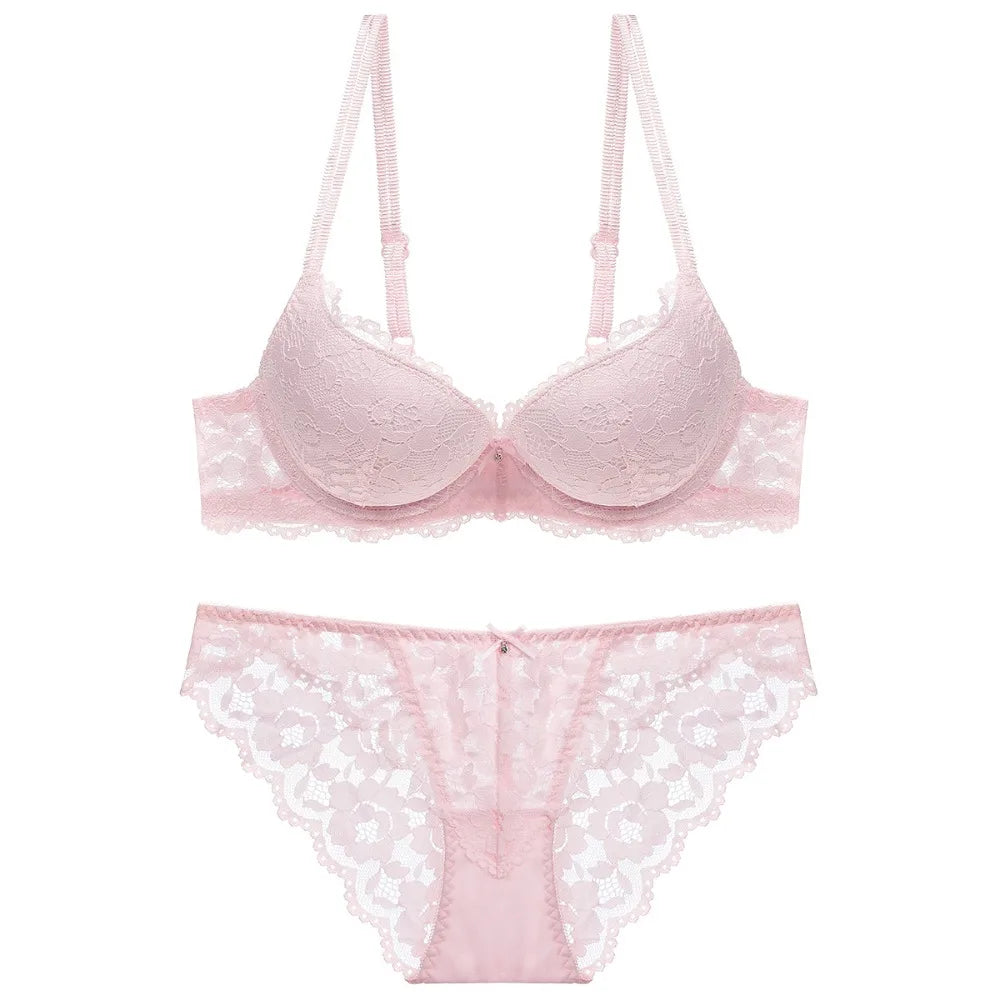 No. 5 Lingerie Set, 2 PC, Tear Shaped Push Up Bra With Full Coverage, Delicate, Lace Panty