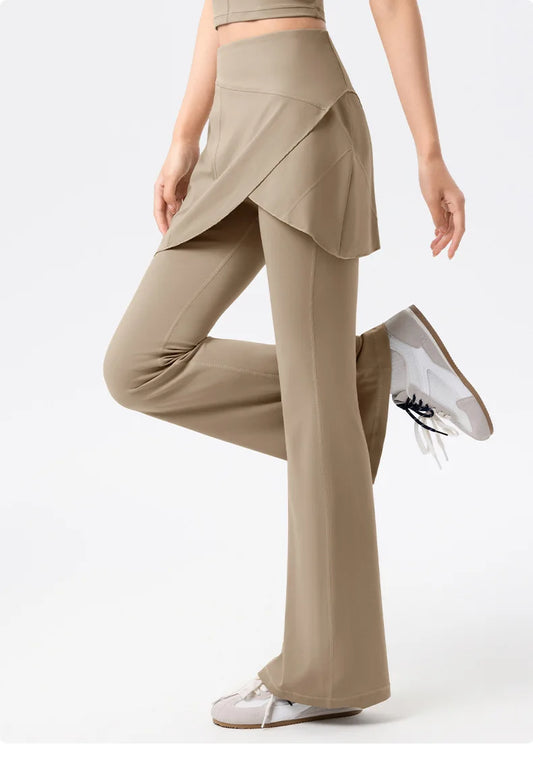 No. 8 Legging, 1 PC, Faux Wrap Skirt With Flare Legging, High-Waist, Dry Fit, Non-Restrictive, Casual