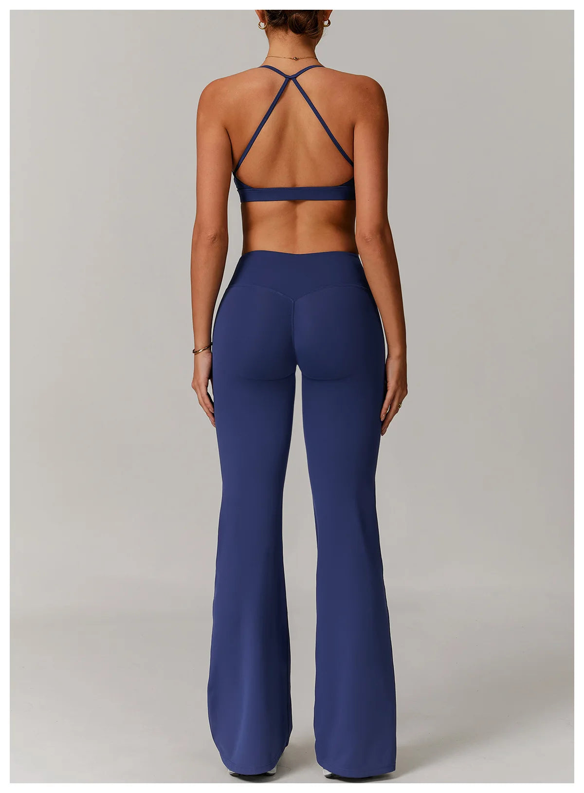 No. 2 Sports Bra, Plunging Neckline, Ruching Detailing, Halter Top, Open Back Design