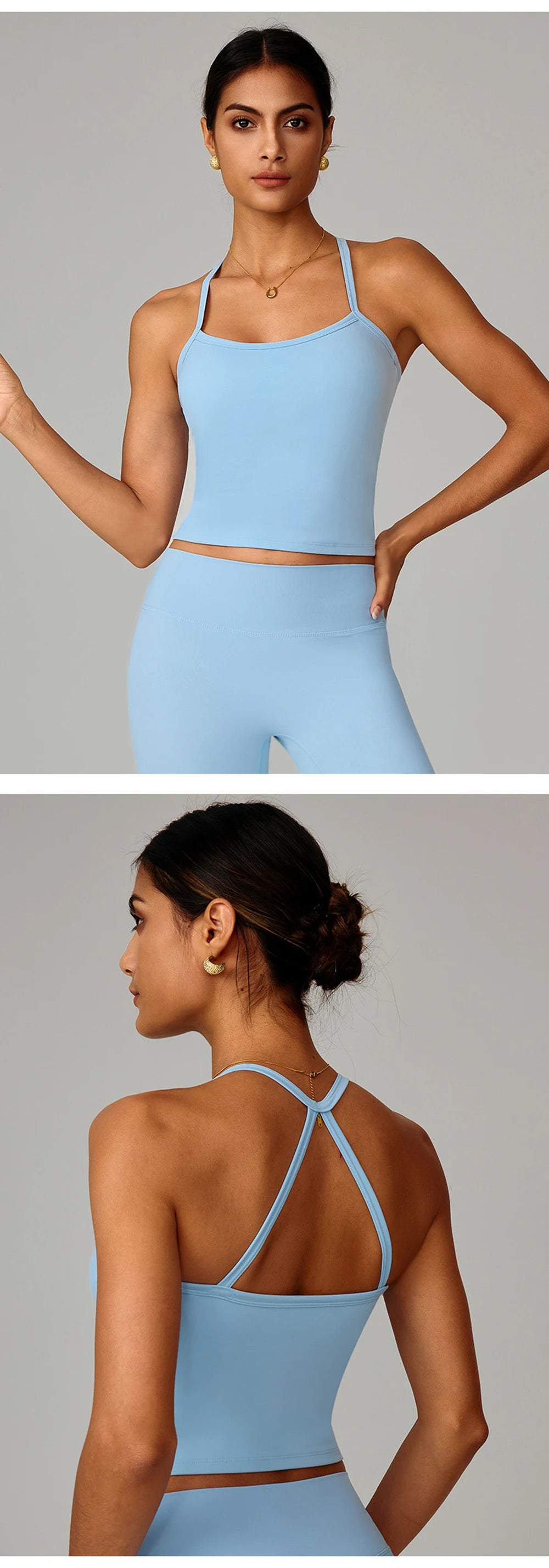 No. 7 Tank Top, Halter Cut, Thin Strap Racerback, Butter Feel, Seamless, Waist Length