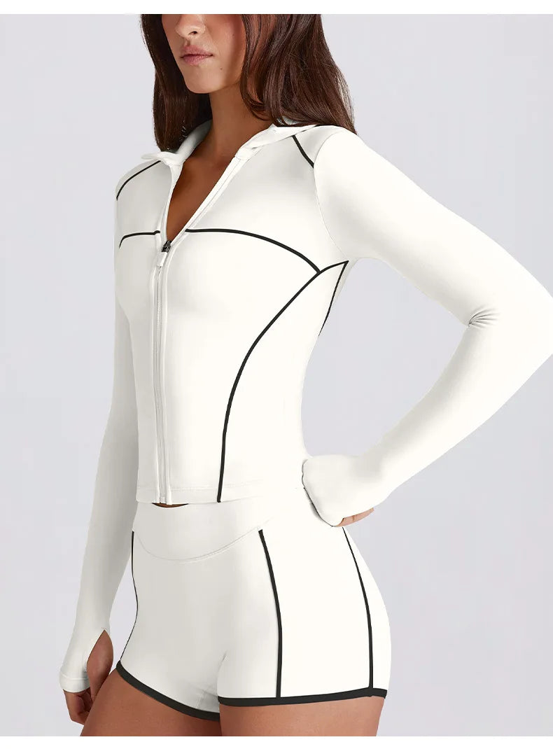 No. 5 Matching Set, 2PC Line Up Long Sleeve Micro Short Set