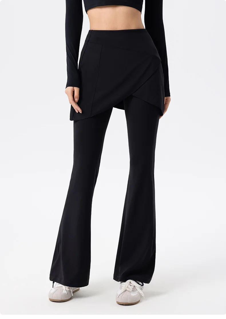 No. 8 Legging, 1 PC, Faux Wrap Skirt With Flare Legging, High-Waist, Dry Fit, Non-Restrictive, Casual