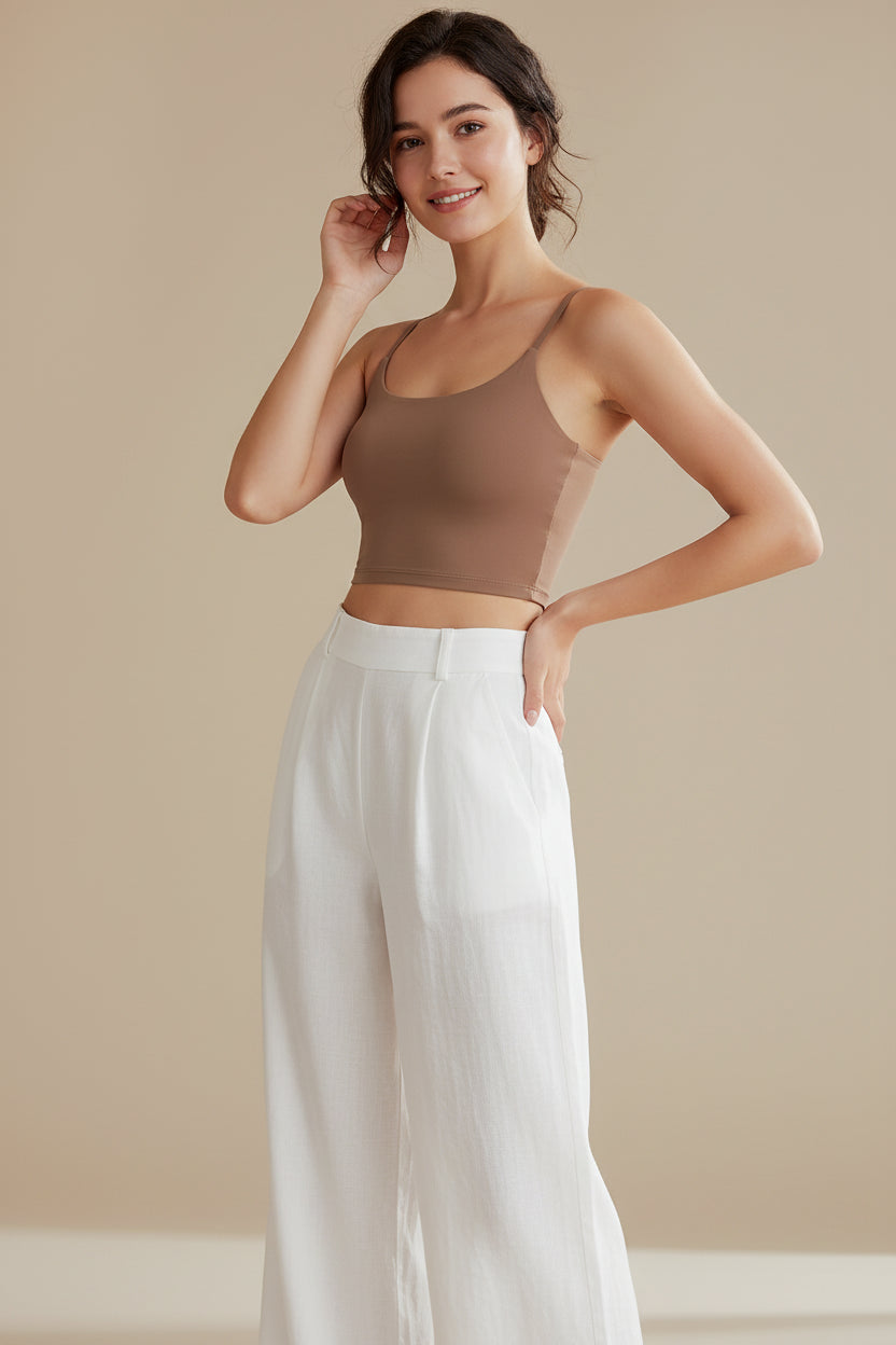 No. 7 Sports Bra, Scoop Back, Cropped Tank, Built in Pads, Buttery, Smoothing Fit