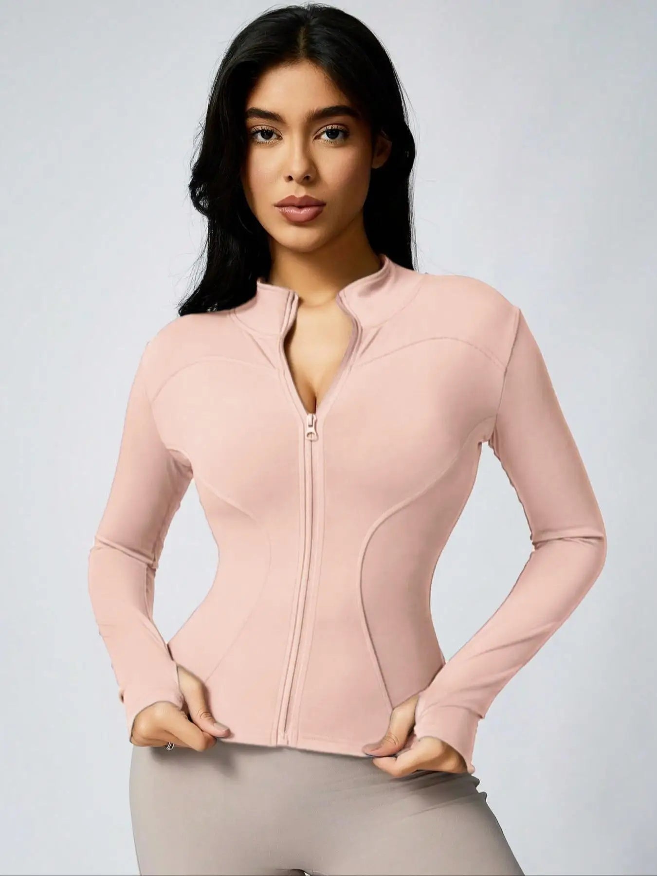 No. 3 Jacket, Hour Glass Piping, O Collar, Full Zip, Thumbholes, Athletic