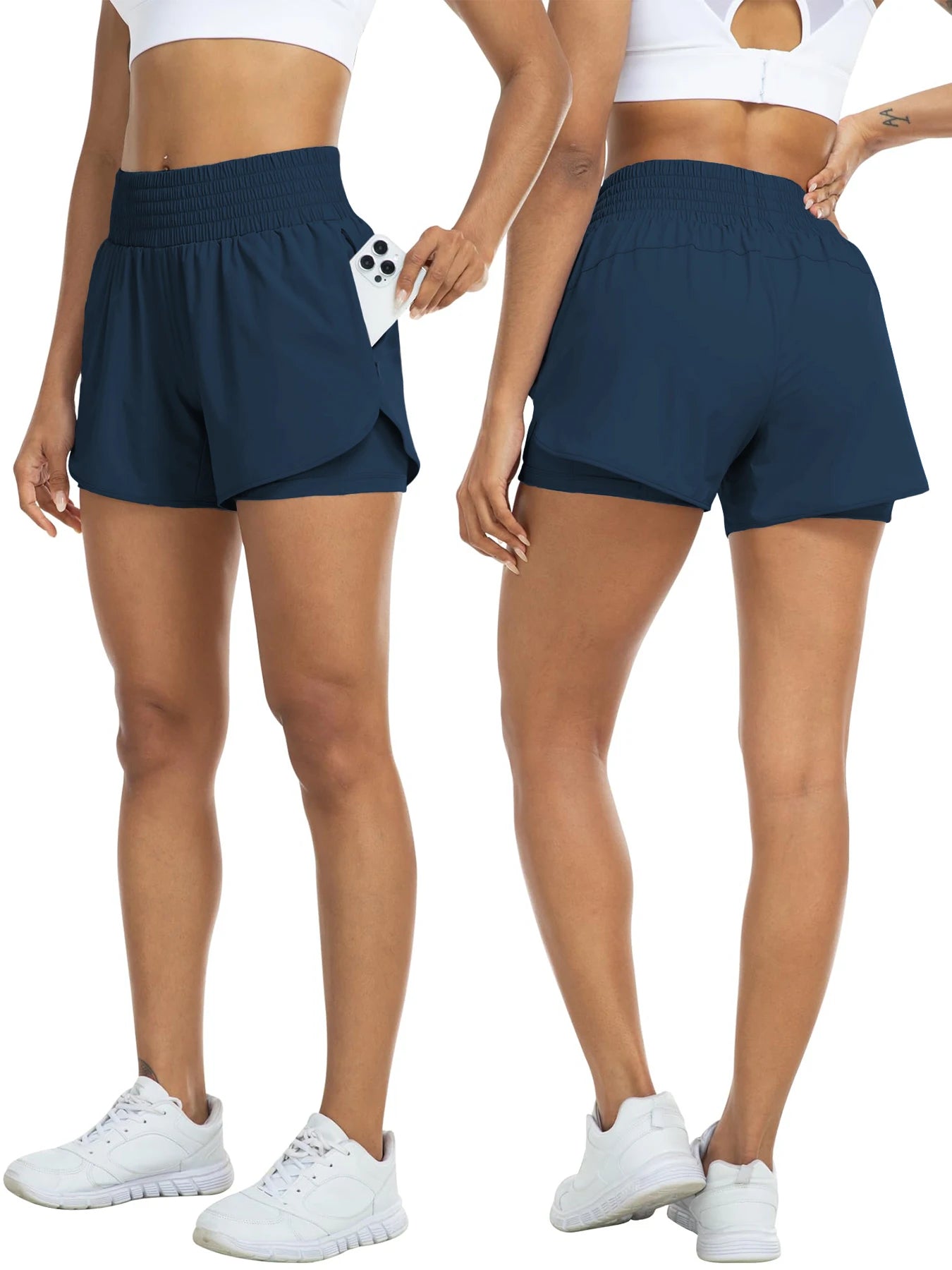 No. 1 Short, Breezy Runner, High-Waisted, Athletic, Layered Design With Under Shorts
