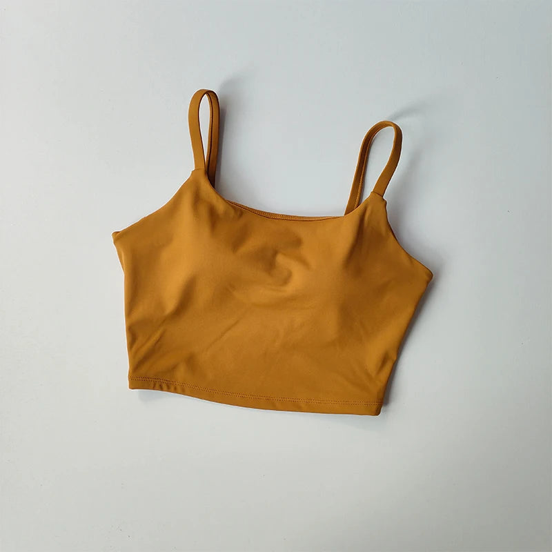 No. 7 Sports Bra, Scoop Back, Cropped Tank, Built in Pads, Buttery, Smoothing Fit