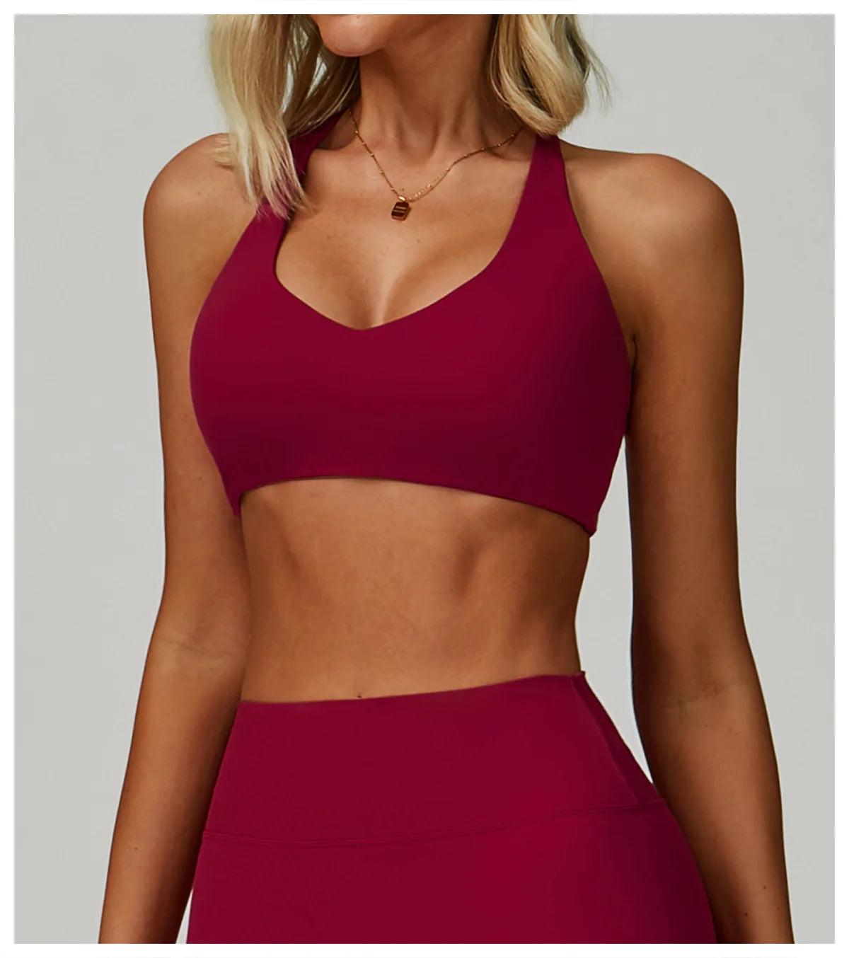 No. 6 Sports Bra, Classic Fit, Racerback, V- Neck, Dry Fit, High Compression, Shock Absorption