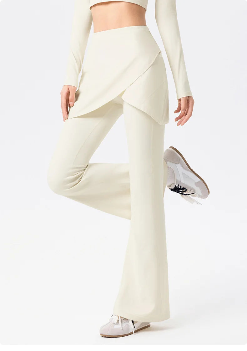 No. 8 Legging, 1 PC, Faux Wrap Skirt With Flare Legging, High-Waist, Dry Fit, Non-Restrictive, Casual