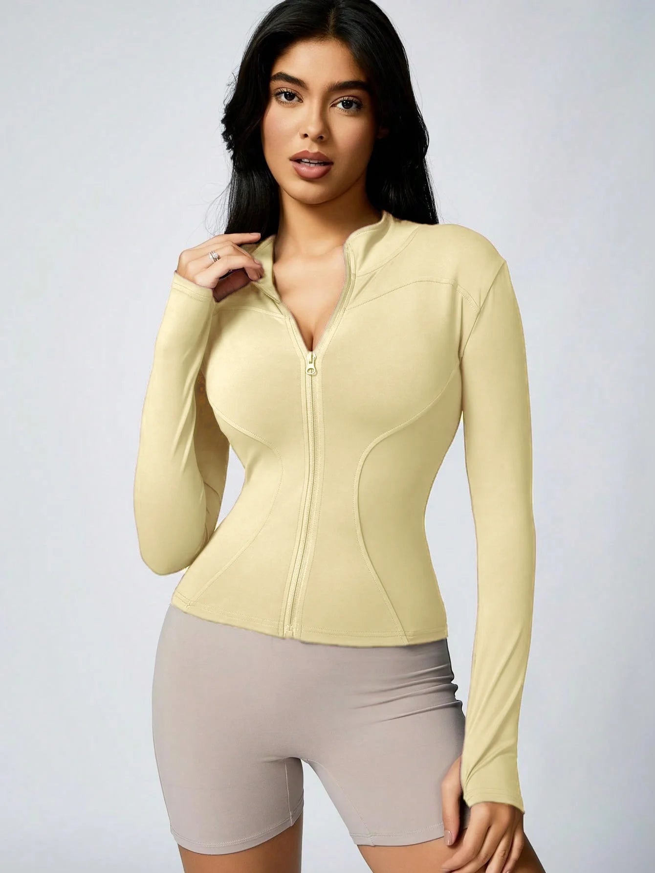 No. 3 Jacket, Hour Glass Piping, O Collar, Full Zip, Thumbholes, Athletic