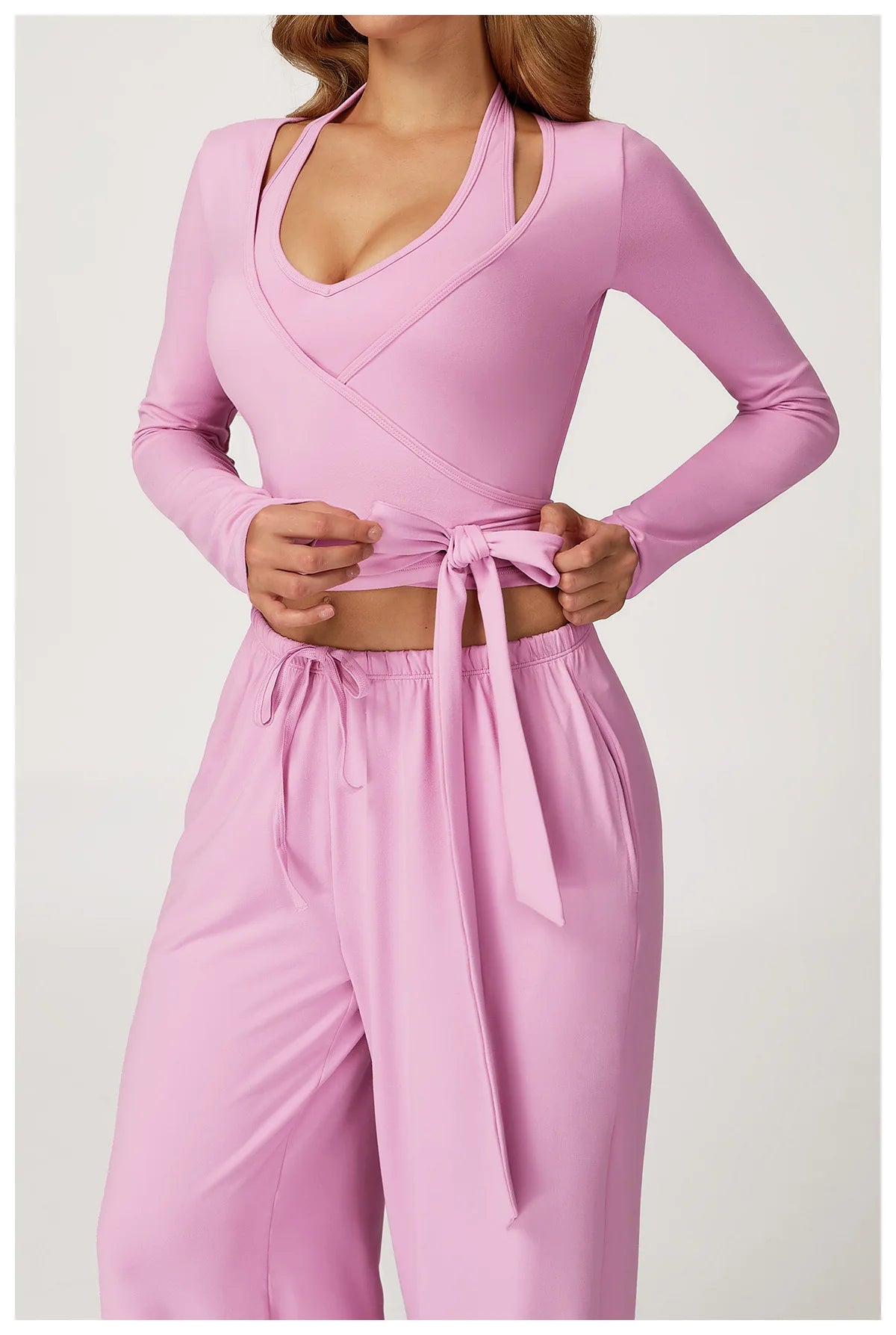 No. 4 Loungewear Top, Long Sleeve, Wrap Closure, Yoga/Pilates Cover