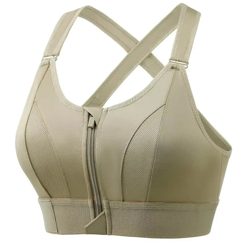 No. 8 Sports Bra, Front Zipper, Shockproof, Adjustable, High Impact Strap, Extended Sizes Available