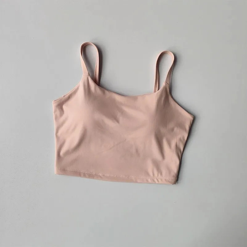 No. 7 Sports Bra, Scoop Back, Cropped Tank, Built in Pads, Buttery, Smoothing Fit