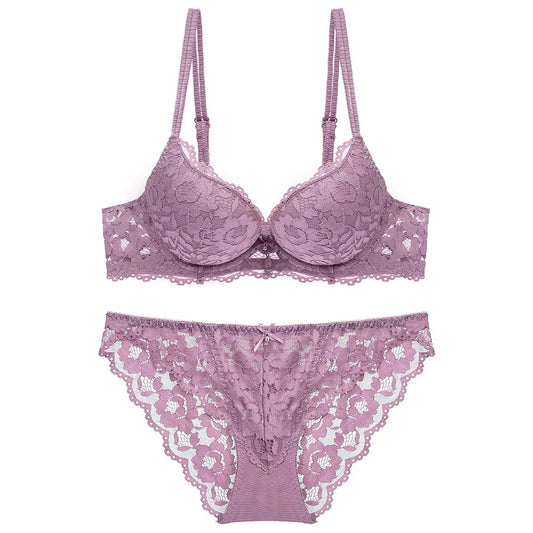 No. 5 Lingerie Set, 2 PC, Tear Shaped Push Up Bra With Full Coverage, Delicate, Lace Panty