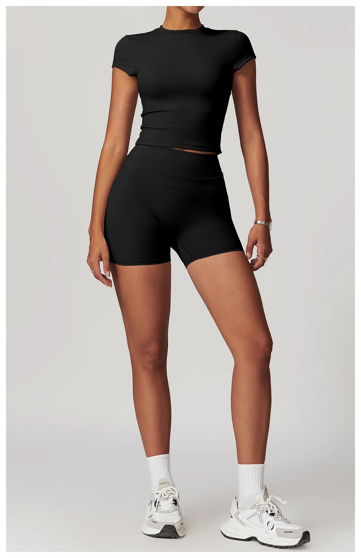 No. 2 Short Sleeve Shirt, Cross Training, Baby Doll Cut, Slim Fit, Waist Grazing Length, Dry Fit, Compressive