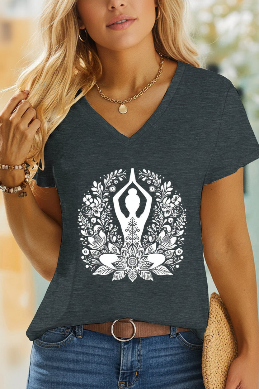 No. 8 Short Sleeve Shirt, Relaxed, V Neck, Favorite T-Shirt, Cotton, Soft Essential, Inclusive Sizing