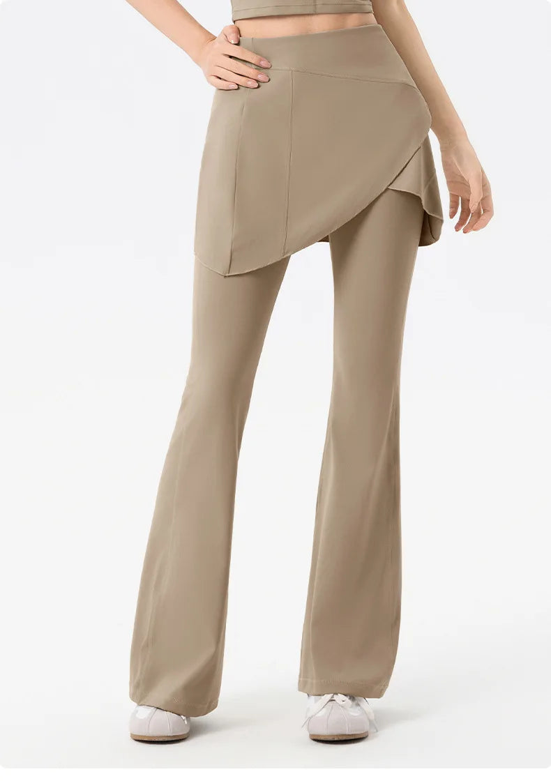 No. 8 Legging, 1 PC, Faux Wrap Skirt With Flare Legging, High-Waist, Dry Fit, Non-Restrictive, Casual