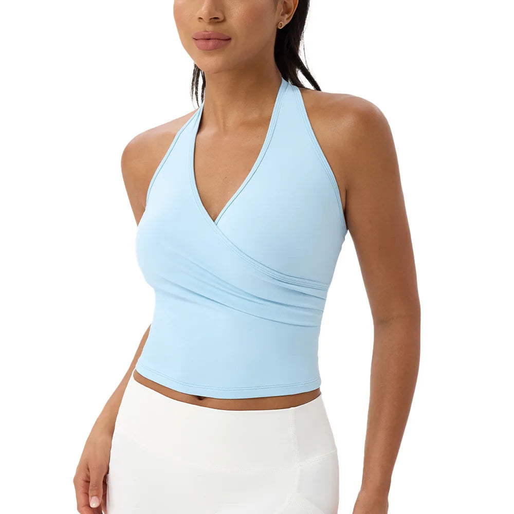 No. 5 Tank Top, Halter Cut,  V Neck, Front Wrap, Waist Length