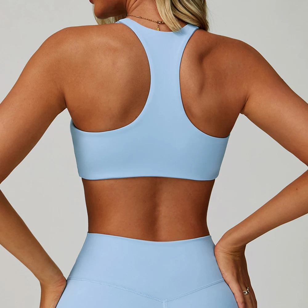 No. 6 Sports Bra, Classic Fit, Racerback, V- Neck, Dry Fit, High Compression, Shock Absorption