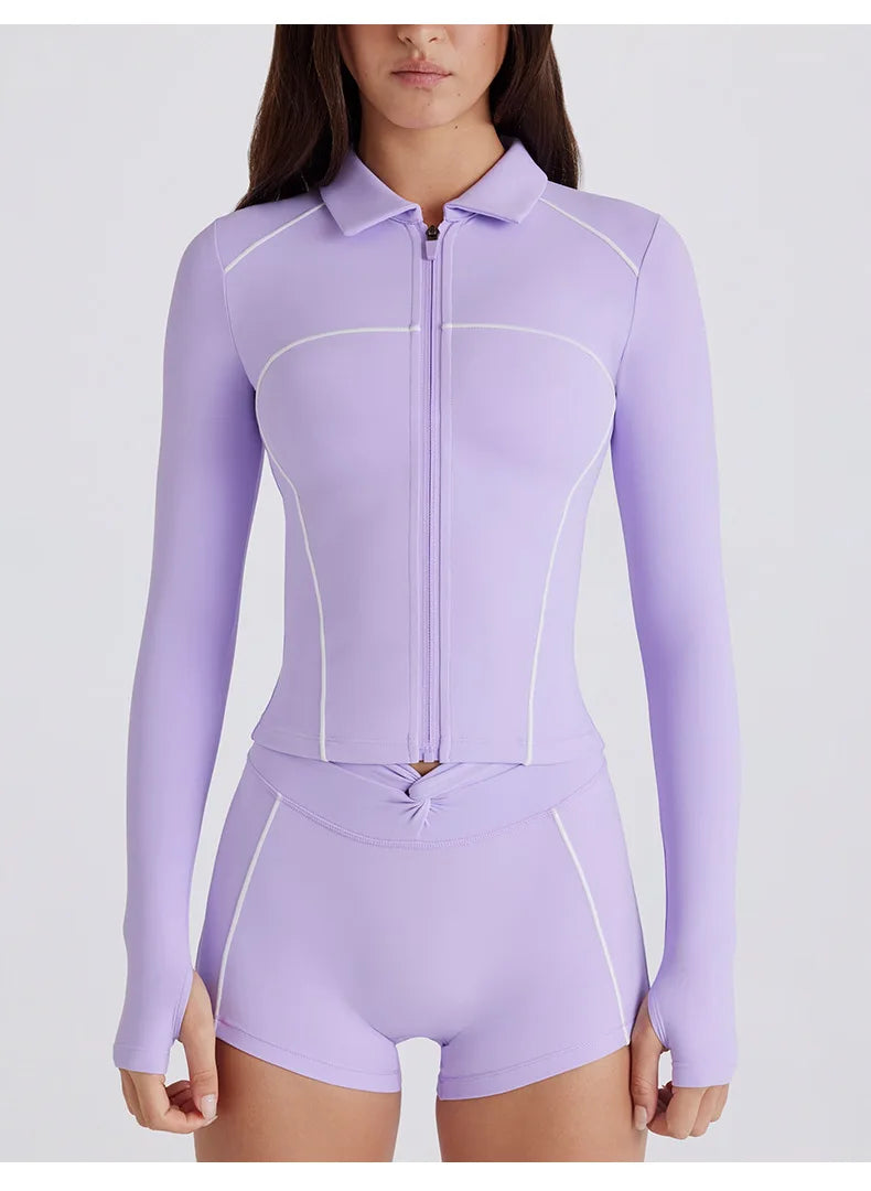 No. 5 Matching Set, 2PC Line Up Long Sleeve Micro Short Set