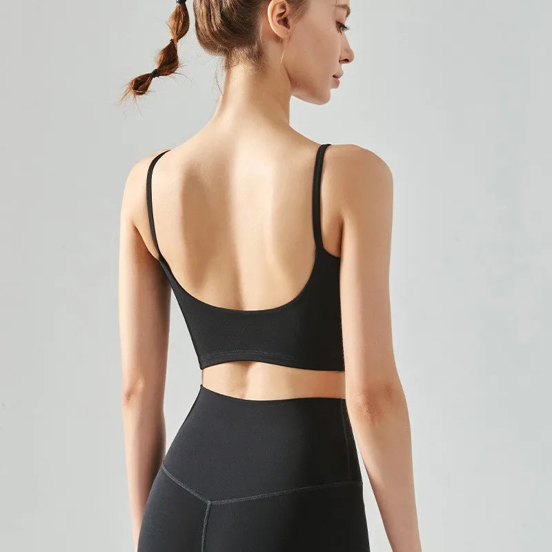 No. 7 Sports Bra, Scoop Back, Cropped Tank, Built in Pads, Buttery, Smoothing Fit