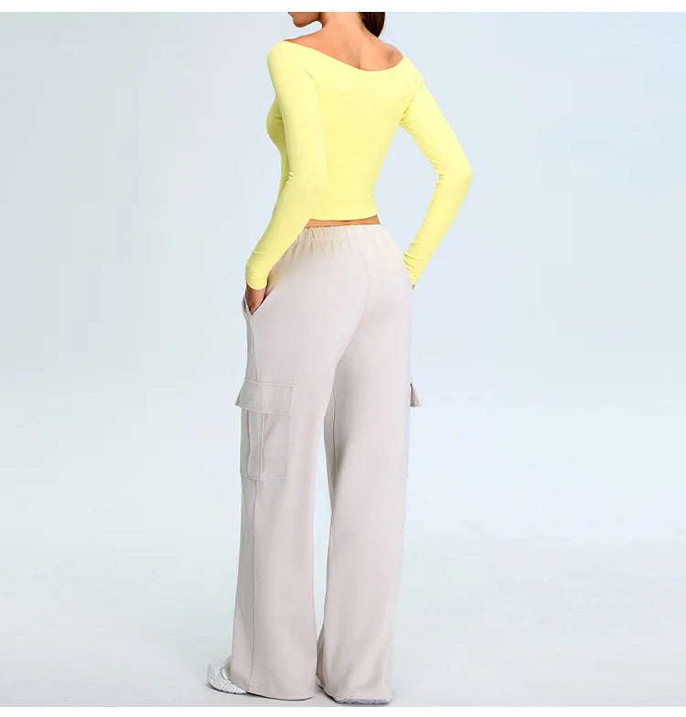 No. 2 Long Sleeve Shirt, Bare Shoulder, Boat Neckline, 4 Way Stretch, Soft Essential