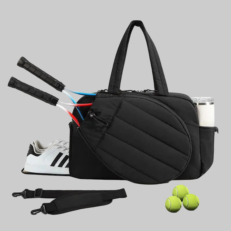 No. 3 Tote, Court-to-Studio Quilted Duffel, Dedicated Racket Storage, Separate Shoe Compartment