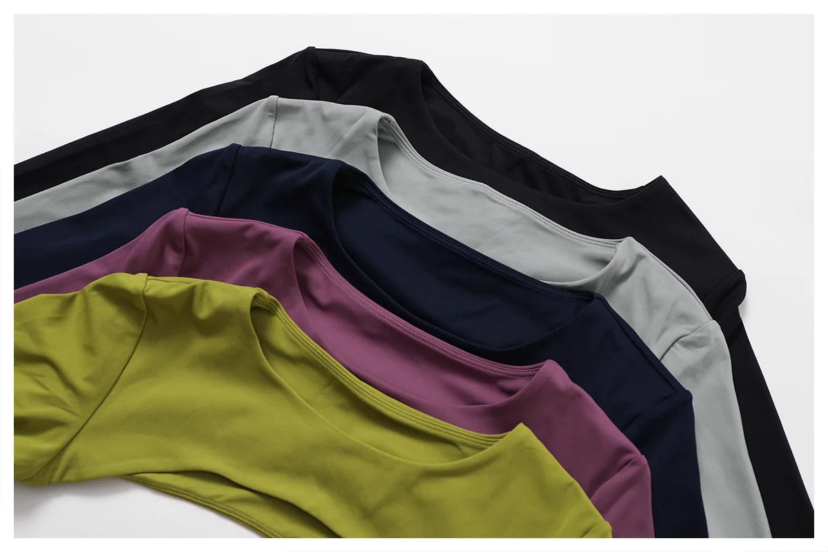 No. 3 Long Sleeve Shirt, Peekaboo Built In Bra, Cropped, Long Sleeve
