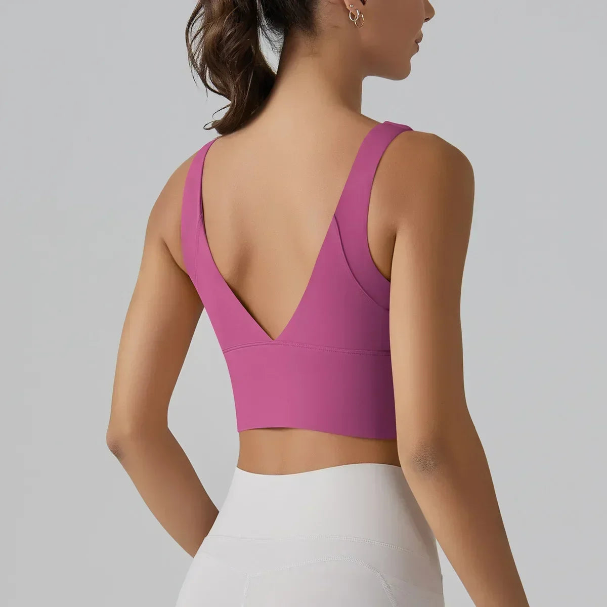 No. 4 Tank Top, Seamless, Compressive, Plunge V Back, Cropped, Running, Training
