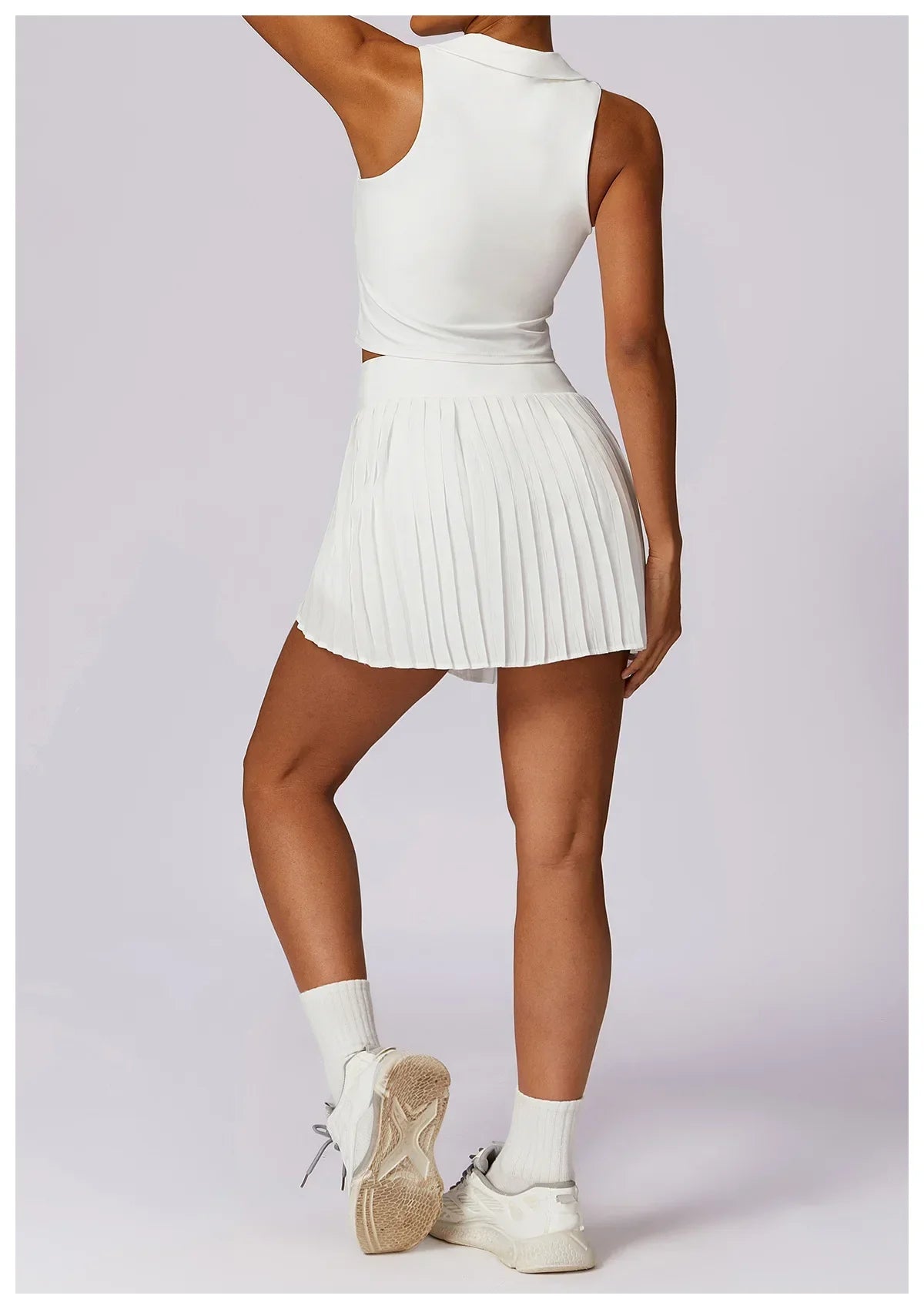 No. 7 Matching Set, Tennis Pleated Skirt With Under Shorts And Pocket, Sleeveless Collar Shirt