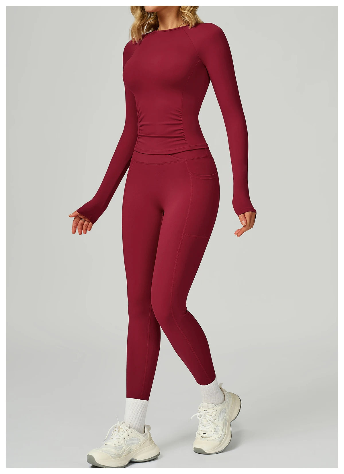 No. 6 Long Sleeve Shirt, Yummy Tummy Ruching, Athletic, Compressive, Dry Fit, Full Coverage