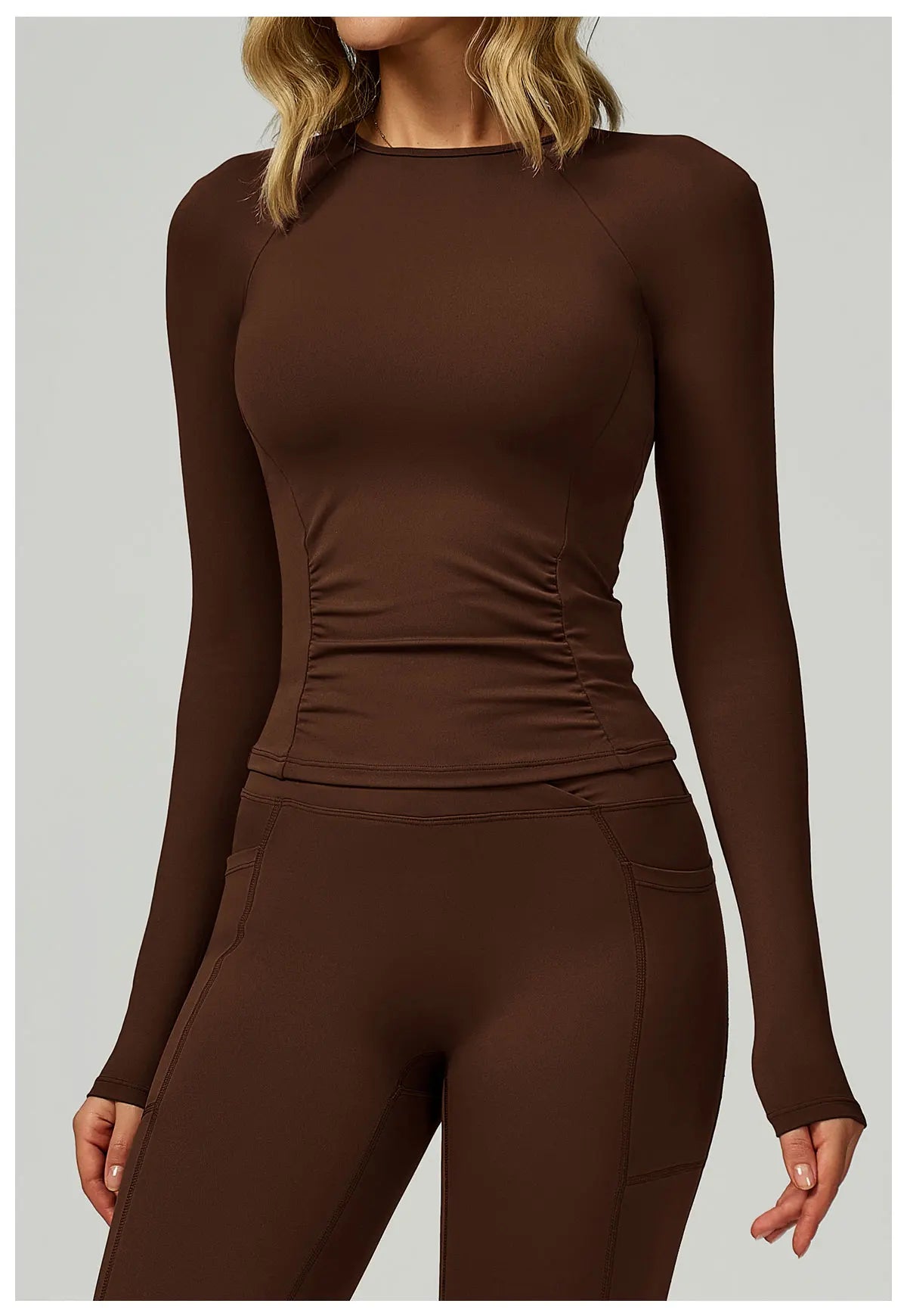 No. 6 Long Sleeve Shirt, Yummy Tummy Ruching, Athletic, Compressive, Dry Fit, Full Coverage