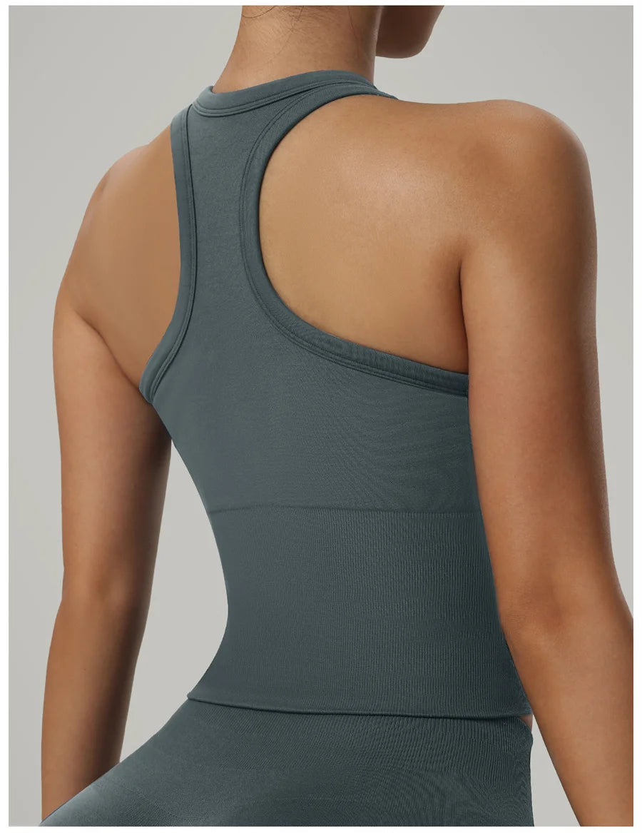 No. 6 Tank Top, Seamless,  Racerback, Compressive Core,  Cropped Length
