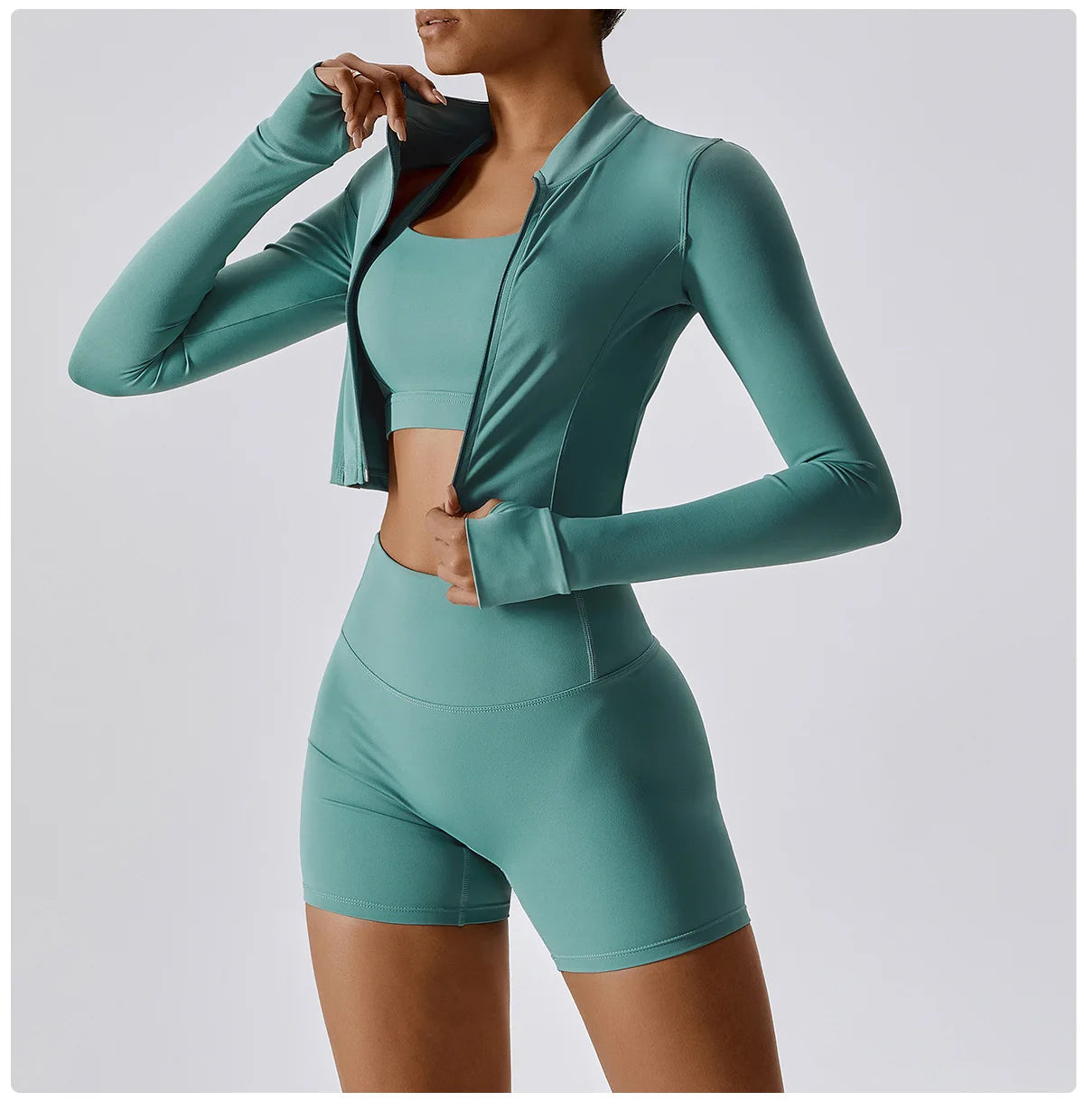 No. 2 Jacket, Super Cropped, Piping Along Curves, Slim Fit, Full Zip