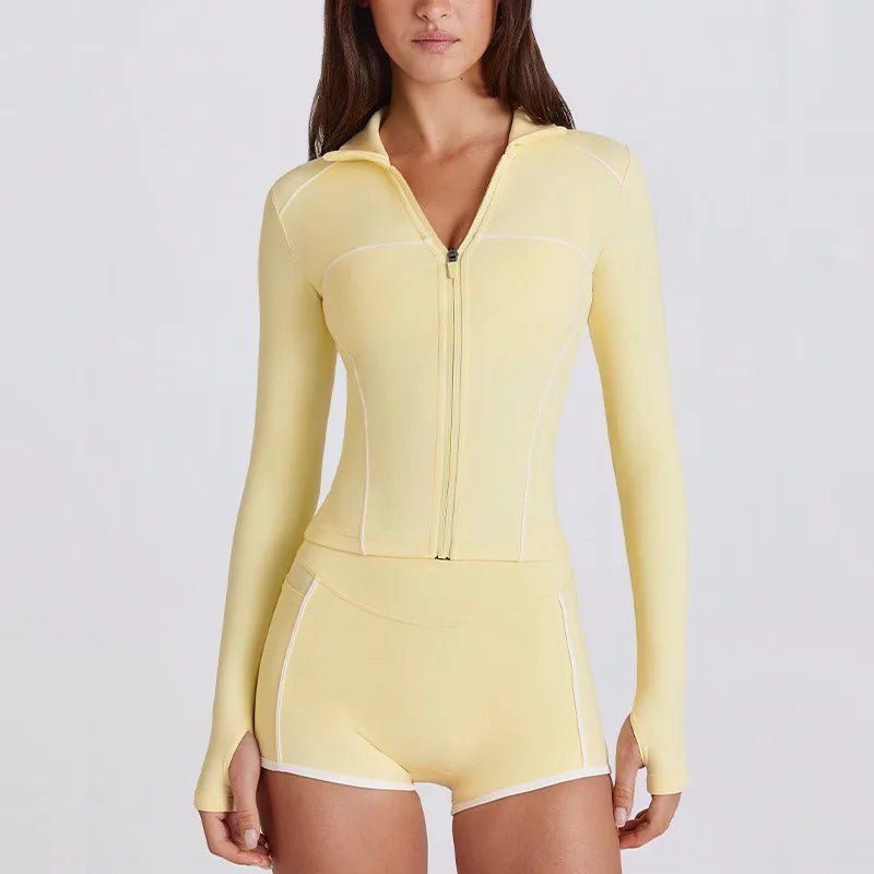 No. 5 Matching Set, 2PC Line Up Long Sleeve Micro Short Set