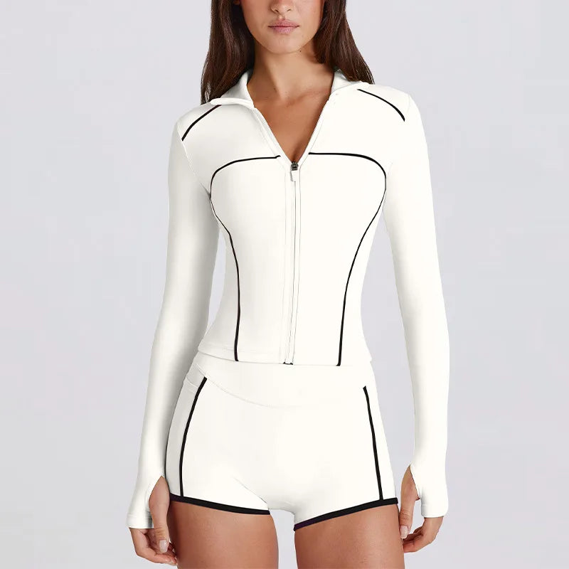No. 5 Matching Set, 2PC Line Up Long Sleeve Micro Short Set